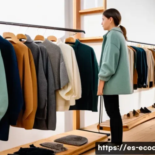 친환경 디자인의 비즈니스 기회 - A modern sustainable fashion showroom in Barcelona, featuring eco-friendly clothing made from recycl...